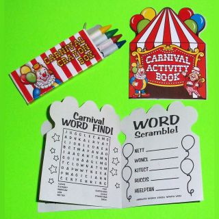 12 Lot Circus Carnival Activity Games Book with Crayons