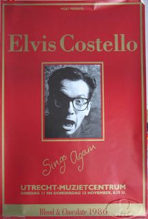  concert poster for the ELVIS COSTELLO 1986 BLOOD AND CHOCOLATE Tour