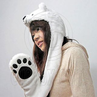Brown Polar Bear Mascot Fancy Costume Hat Cap Gloves