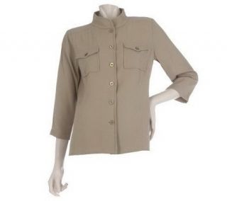Linea by Louis DellOlio Pebble Crepe Shirt Jacket —