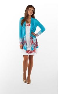 New Lilly Pulitzer XS Connell Open Sweater Wrap Cardigan Turquoise