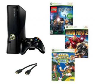 XBox 360 4GB Console Bundle with 3 Games & 6 ftHDMI Cable —