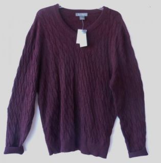 Daniel Cremieux Burgundy 100 Royal Alpaca V Neck Cable Knit Sweater XL
