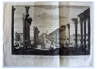 1760 Original Copper Engraving Palmyra Temple of Baal Syria