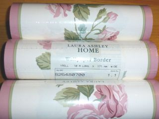   in Package Laura Ashley COTTAGE ROSE Wallpaper Border THREE 3 ROLLS