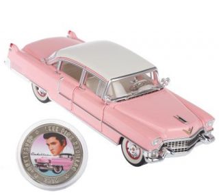Elvis Presley 1955 GM Pink Cadillac 124 Die Cast w/GracelandCoin 