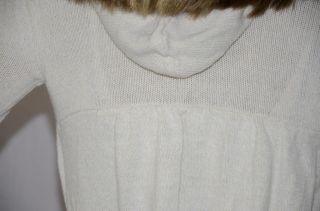 Hurley Ivory Cotton Cable Knit Hooded Zip Cardigan Swing Babydoll