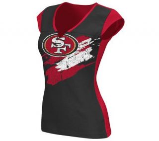 NFL San Francisco 49ers Face Paint Split NeckT Shirt —