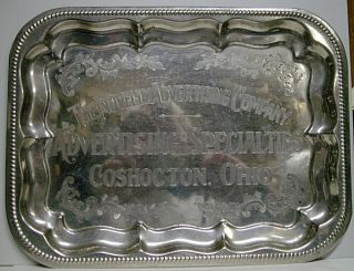 Vintage The Novelty Advertising Co. Chrome Tray   Coshocton, OH