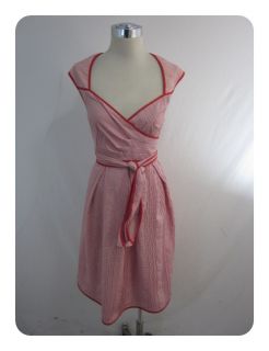  Times Red White Striped Cotton Empire Tie Waist Dress 4 $90