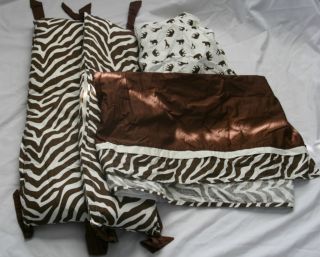  Six Piece Crib Bedding Set Brown Zebra