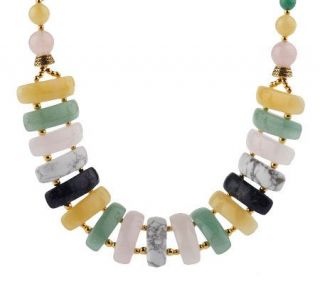 Lee Sands Half Moon Gemstone Necklace —