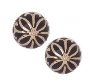 Enamel Button Earrings 14K Gold —