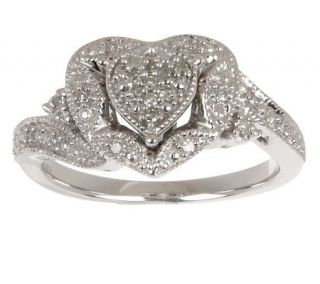 AffinityDiamond 1/10 ct tw Sterling Vintage Style Heart Ring