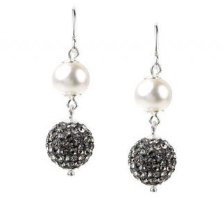 Wendy Brigode Sterling Cultured Pearl and Crystal Earrings —
