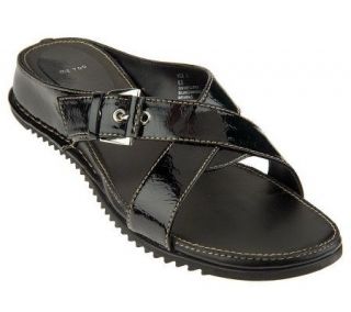 Me Too Leather Cross Band Comfort Sandals w/Adjust Buckle —