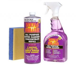 Purple Miracle Set of 2 All Purpose 32oz Cleaners and Sponge