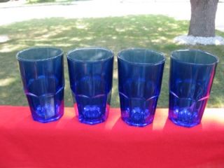  Beautiful Cobalt Blue 16 oz Glasses Tumblers Crisa Libbey Glass