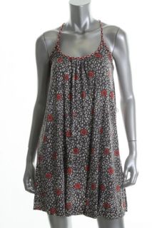 French Connection Gray Printed Criss Cross Back Scoop Neck Casual