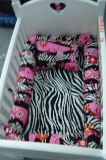 American Girl Bitty Baby Doll Zebra Crib Bedding Set