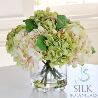 Hydrangeas Silk Flower Floral Arrangement in Vase 15 Lavender Jane