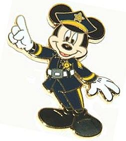  Security Cop Policeman Mickey Mouse Gold Badge Shield Black Uniform