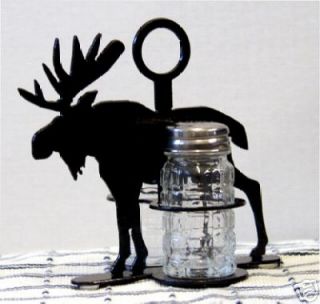 Moose Shaker Holder Metal Art Lodge Kitchen Table Decor