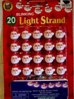 20 SANTA COVERS FOR STRING OF MINI BLINKING LIGHTS INCLUDED NEW IN