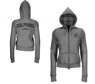 NFL Miami Dolphins Womens Sweatshirt with Plaid Lined Hood —