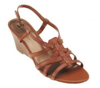 White Mountain Gist Leather Multi Strap Wedge Sandals —