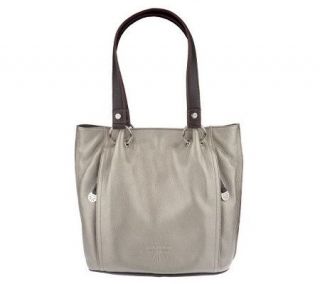 Isaac Mizrahi Live Pebble Leather Tote Bag with Scarf —