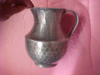 Vintage Cromwell Hand Wrought Hammered Aluminum Pitcher Good Condition