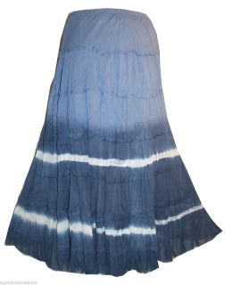 119 Blue Soft Cotton Tie Dye Tiered Sexy Long Bohemian Beach Vacation