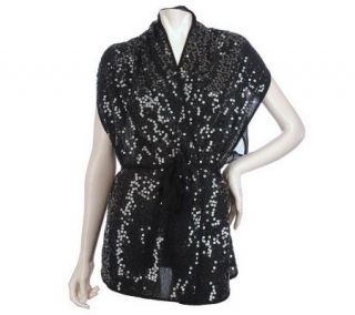 The Paillette Shimmer Scarf Vest by VT Luxe   A214083