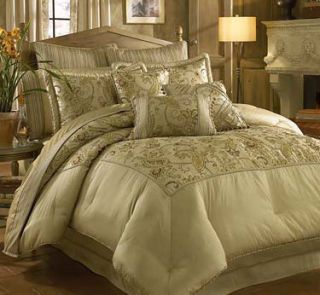 Croscill Savina King Comforter Pillow Set 12 Pcs Taupe