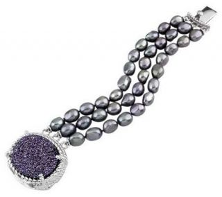 Judith Ripka Sterling Cultured Pearl & Drusy 6 3/4 Bracelet