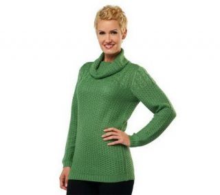 Liz Claiborne New York Mixed Stitch Cowl Neck Sweater Tunic — 