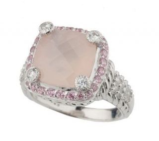 Judith Ripka Sterling Rose Quartz & Pink Diamonique Ring —