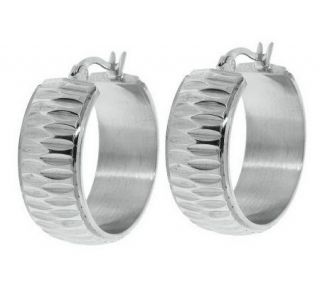 Steel by Design Diamond Cut Hoop Earrings —