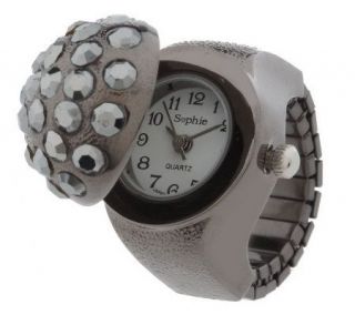 Jeweled Fashion Stretch Ring Watch —
