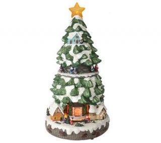 Fiber Optic Snow Covered Christmas Tree with Animated Train & Music 