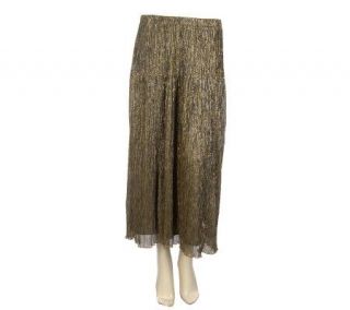 Linea by Louis DellOlio Long Crinkle Metallic Pull On Skirt