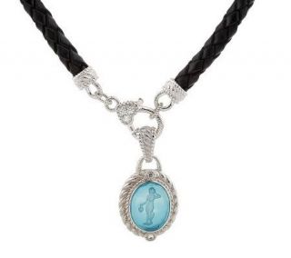 Judith Ripka Sterling Intaglio Double Enhancer on Leather Cord