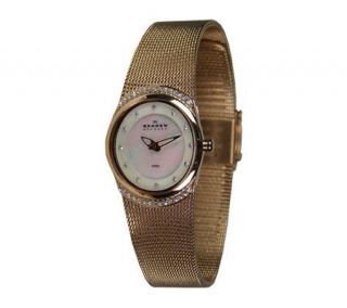 Skagen Ladies Rosetone Watch with Mother of Pearl Dial —