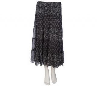 Linea by Louis DellOlio Mosaic Print Tiered Skirt —