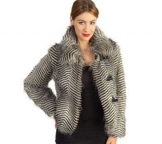 Luxe Rachel Zoe Faux Fur Toggle Coat with Wing Collar —