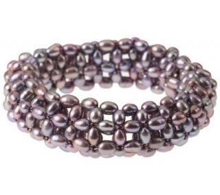 Lee Sands Woven Cultured Pearl Stretch Bracelet —