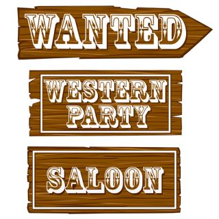 Cowboy Cowgirl Party Supplies Western Sign Cutouts 3pk