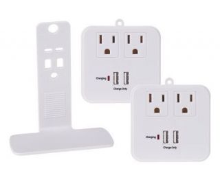 Surge Pro Set of 2 2 Outlet Plugs with 2 Ports & Storage Shelf