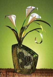 New 6 Deco Breeze Cala Lilies Figurine Table Top Fan